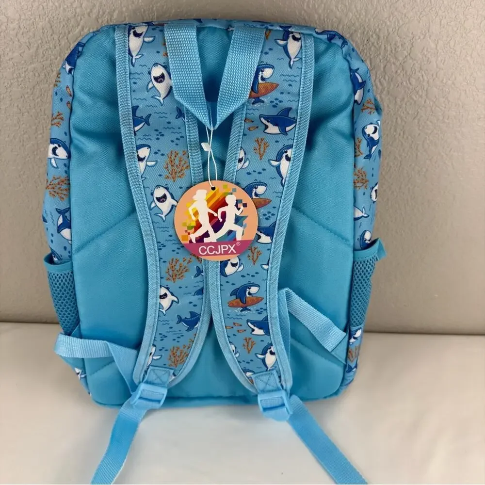 NWOT CCJPX 3PCS Shark Backpack for Boys, 16 Inch Kids Water Resistant Preschool